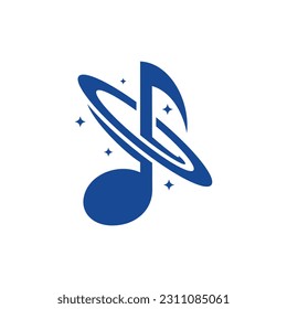 Music logo illustration of planet lines, Planet Music Logo Template Design