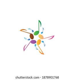 Music logo illustration of tone sign with color vector design