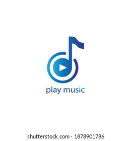 Music logo illustration of tone sign with color vector design