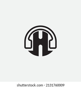 Music logo with initial letter H monogram. Podcast logo or record music studio.