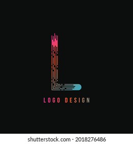 Music Logo, letter L music note logo design, abstract musical sound logo template. Monogram architecture gradient neon initial.