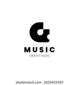 Music logo, Letter A with musical note for your brand
