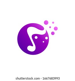 Music Logo, letter S music note logo design, abstract musical logo template