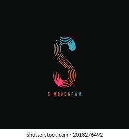 Music Logo, letter S music note logo design, abstract musical sound logo template. Monogram architecture gradient neon initial.
