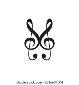 Plantilla de diseño de letras M del logotipo de música