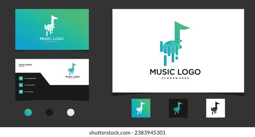 Music logo modern with gradient style. Premium Vector