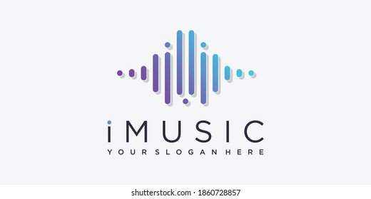 Music logo with modern line art style Premium Vector