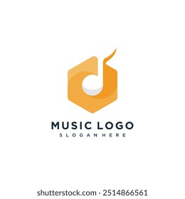 Logotipo de música com lua criativo elemento design conceito ideia