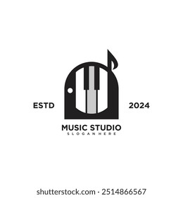 Music logo with moon creative element design concept idea