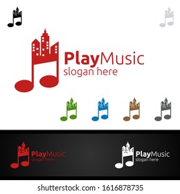 Music Logo with Note and House Concept