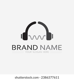 Diseño de ilustración de iconos con logotipo de música y nota