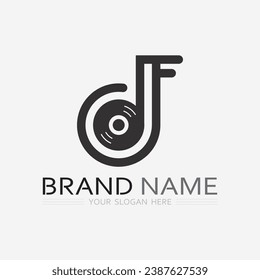 Diseño de ilustración de iconos con logotipo de música y nota
