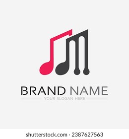 Music logo and note Icon Vector illustration design