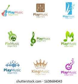 Music Logo with Note and Play Concept