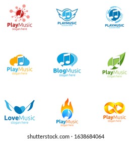 Music Logo with Note and Play Concept