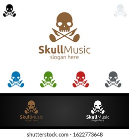 Music Logo with Note and Skull Concept