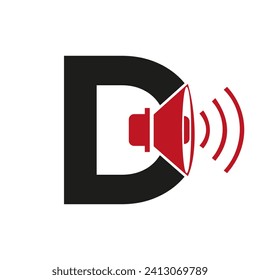 Music Logo On Letter D, Sound Icon. Podcast Icon, Broadcast Symbol Vector Template