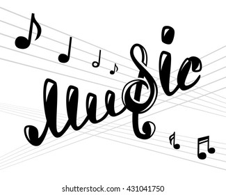 Music logo on white, vector illustration for Your design, eps10
