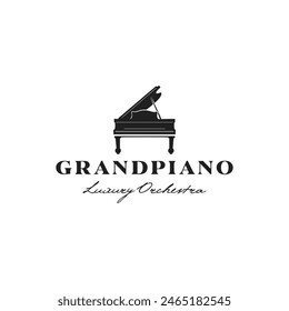 Music logo, orchestra with luxury grand piano