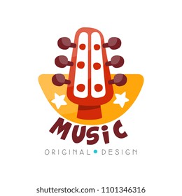 Music logo original design, music studio, shop badge vector Illustration on a white background