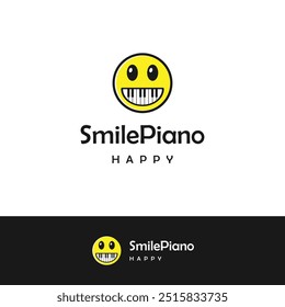 Music logo piano smile icon on isolated background