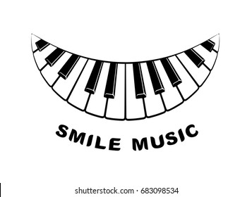 Music logo piano smile icon. Simple illustration of music logo piano keyboard smile for web