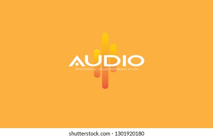 Music logo. Recording studio emblem. Equalizer and letters, DJ Party