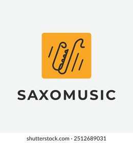 music logo with saxophone icon template design illustration