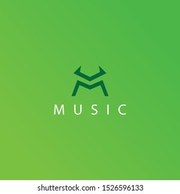 music logo with the shape of the letter M and on it the letter C as the name and the end of this design. simple, modern, elegant.