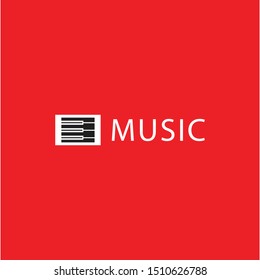music logo in the shape of a piano button in a box makes this logo. unique, modern.