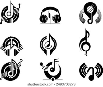 Music logo silhouette vector icons