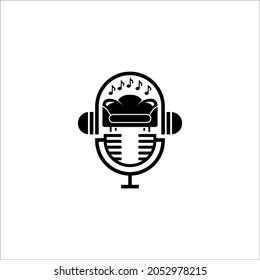 music logo and sofa vector illustration