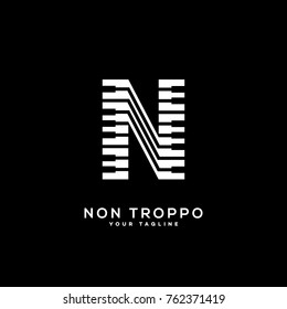 Music logo template design with stylized letter N. Vector illustration.