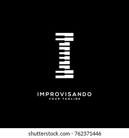 Music logo template design with stylized letter I. Vector illustration.