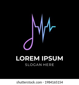 music logo template with flat pink and blue color style