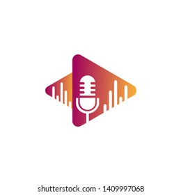 music logo template with microphone