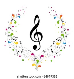 Music logo - treble clef and notes