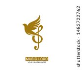 Music logo. Treble clef on a dove background