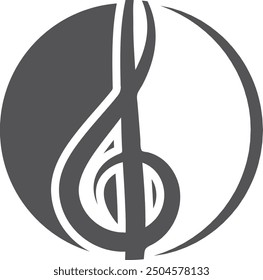 Music logo. Treble clef symbol. Melody sound