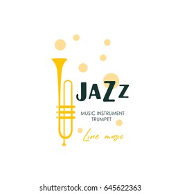 Music logo trumpet. Music festival, concert poster. Vector.