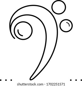 Ilustración vectorial de logotipo de música en blanco y negro en contornos. 