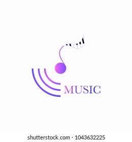 Music logo vector design element with musical note and piano keys
