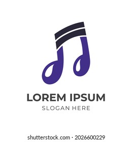 music logo vector with flat blue and black color style
