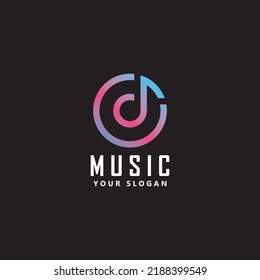 music logo vector icon in black background illustration design