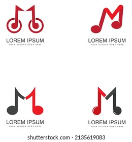 Music logo vector icon - Vector. Letter M Music Logo