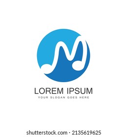 Music logo vector icon - Vector. Letter M Music Logo