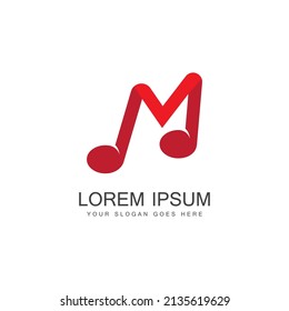 Music logo vector icon - Vector. Letter M Music Logo