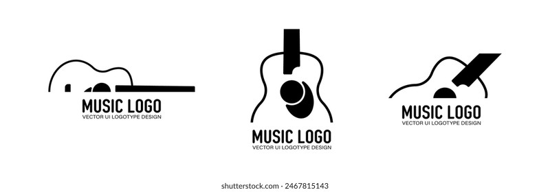 Music logo vector set. Guitar musical logotype collection.