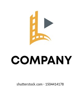Music logo vector. video template logo for a recording sign