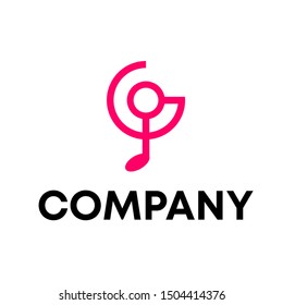 Music logo vector. video template logo for a recording sign